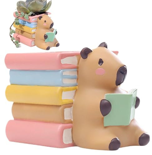 kivrimlarv Maceta de resina con agujero de drenaje, bonita maceta decorativa de Capibara para suculentas y cactus, divertida maceta con forma de animal, decoración única de mesa, estante de escritorio