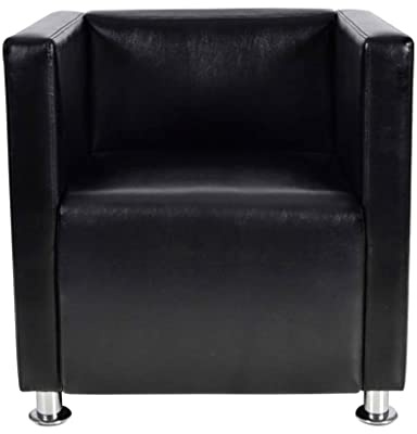 Willood Sessel Polstersessel Kunstleder Freizeitsessel Clubsessel Cocktailsessel Quadratischer Sessel Schwarz Kunstleder