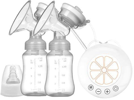 Portable Electric Breastfeeding Pump Double Breastfeeding Milk Pumps Rechargeable Breast Milk Extractors with 2 Milk Bottles Multiple Modes Low Noise Supplies