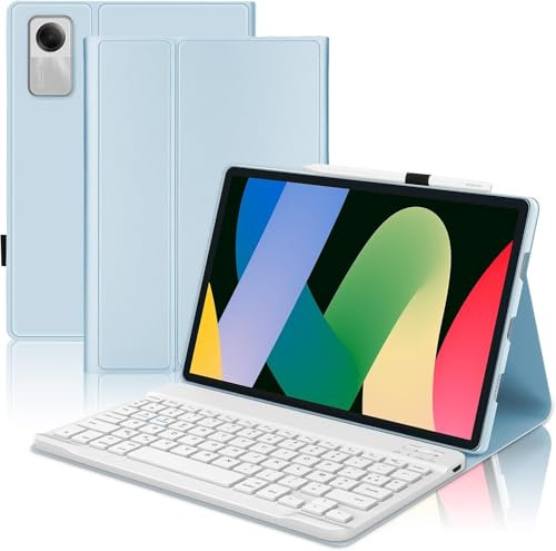 WAVATA Clavier pour Redmi Pad SE 2023 11, Étui Clavier pour Xiaomi Redmi Pad SE 2023 Magnétique Détachable AZERTY Layout Français Bluetooth, Bleu