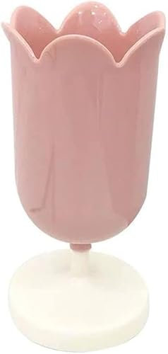 Txuolin Pink Plastic Tulip Pen Holder Cute Pens Cup for Desk Pen Brush Organizer Office Stationery Supplies Home Decor Desk Supplies Holders and Dispensers Workspace Organizers