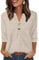 Aokosor Womens 3/4 Sleeve Tops Ladies Blouse V Neck Tunic Long Sleeve T Shirts Curved Hem Office Wear Brown White Floral Size 14-16 for UK