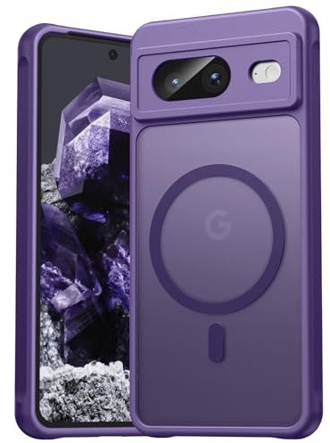 EASDNB für Google Pixel 8 Hülle für Magsafe, Magnetisch Handyhülle für Pixel 8 Case, Kameraschutz Stoßfeste Kratzfeste Durchscheinende Schutzhülle für Google 8, Lila