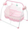 Transat électrique pour bébé - 5 vitesses réglables - Avec 12 chansons intégrées et fonctions de connexion Bluetooth et USB - Fonction de minuterie - Pliable et portable (rose)