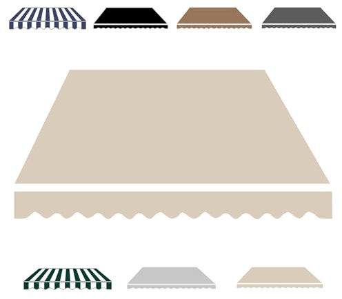 2.0m 3.0m 4m 5m Ersatzstoff für Terrassenmarkise, UV-Beständiger für Terrassen-Sonnenschirme Balkon Außenbereich Garten, Langlebige Markisen Ersatzstoff Kein Rahmen(Beige,500x300cm)