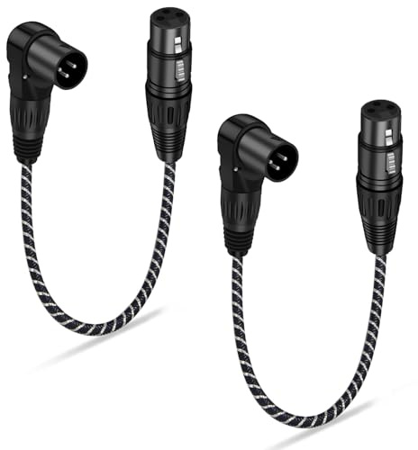 NCGGY XLR Kabel 0.3M 2Pack,Verstellbarer XLR 90 Grad Rechtwinkliges X LR Kabel,Sauerstofffreies Kupfer (OFC) Mikrofon Kabel für Verstärker,Aufnahmestudio,LautsprechersySteme,Mischpult