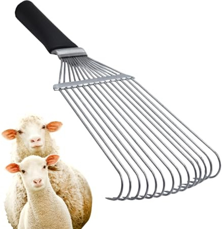 Rastrillo Acicalador Para Caballos | Cepillo para Cola y Rascador Animal - Rastrillo De Acero Ergonómico Para Cashmere Y Lana - Mascotas Cabras Ovejas Ganado