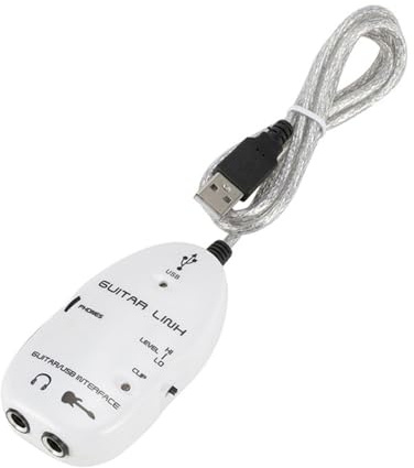 SPYMINNPOO Adaptador de Cable de Enlace de Interfaz de Guitarra a USB para PC/computadora, Enlace de Guitarra Compacto para Grabación de Estudio en Casa, Alimentado por USB con Controlador de (White)