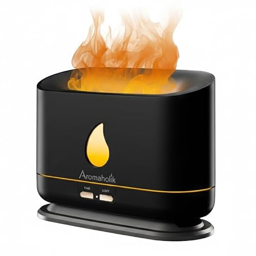Premium Aroma Diffuser für Ätherische Öle, Aromadiffusor - Luftbefeuchter, Ultraschall, Aromatherapie, Schlafzimmer, Büro, BPA Free, 200ml, Schwarz, Ignis