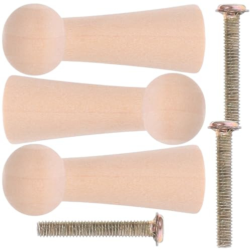 NUOBESTY Runde Holzhaken 10 Stück für Garderobe, Huthaken mit Wandmontage | Garderobenhaken Holz Rund, Beige, Klassisch Minimalistisch, für Schlafzimmer und Dekoration