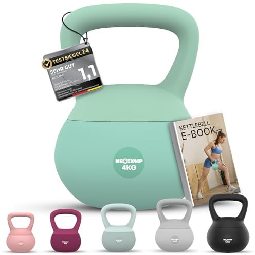 NEOLYMP Soft Kettlebell bodenschonend & leise - stoßdämpfende Kugelhantel mit Eisensandfüllung - ergonomischer Softgriff ideal fürs Homegym Kettlebell 2–12 kg Kugelhantel Set