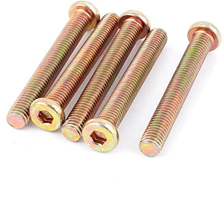 Sourcingmap M8x60mm Threaded Hexagon Socket Head Cap Screws Bolts Bronze Tone 5pcs