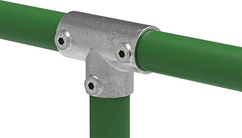 Fenau | T-Verbinder/T-Stück, Rohrverbinder, lang, 90-Grad, Ø 26,9 mm / ¾, Temperguss galvanisiert, feuerverzinkt, inkl. Schrauben