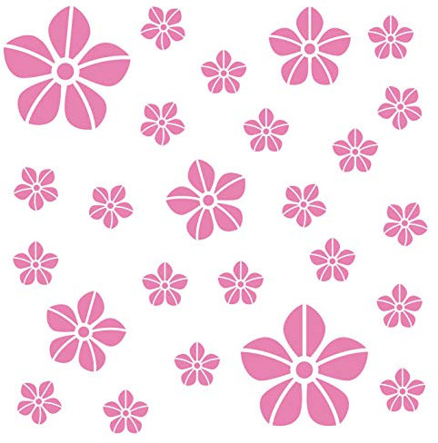 kleb-Drauf® | 25 Blumen | Rosa - matt | Autoaufkleber Autosticker Decal Aufkleber Sticker | Auto Car Motorrad Fahrrad Roller Bike | Deko Tuning Stickerbomb Styling Wrapping
