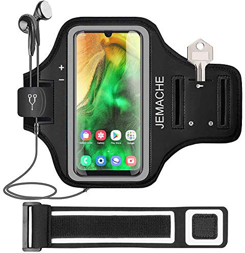 A55 A54 Armband, JEMACHE Gym Running Workouts Arm Band for Samsung Galaxy A55, A54, A53 (5G) with Card Holder (Black)
