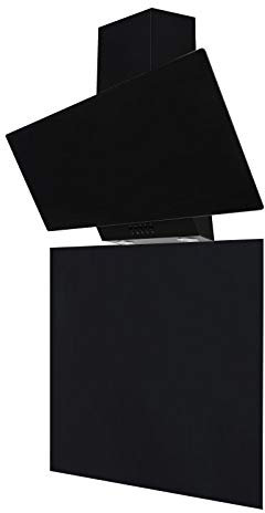 SIA EAG91BL 90cm Black Angled Glass Cooker Hood And Toughened Glass Splashback