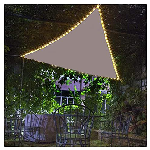 YZU Sonnensegel Dreieck Wasserdicht mit LED Beleuchtung, Sonnenschutz 95% UV Schutz Sun Segel mit Seilen für Draussen Garten Terrasse Veranda, Grau,3x3x3m