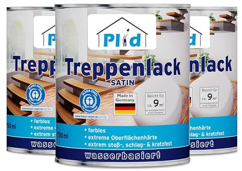 PLID® Treppen - Klarlack - satin - zum Versiegeln von Kork- Parkett & Holzfußböden, Holztreppen sowie Möbeln im Innenbereich stoß - schlagfest strapazierfähig - Made in Germany 2,25l