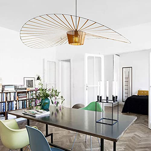 GLZXMQBP Suspension Rétro Vertigo Salon Lustre, Lampe Suspension Rétro Vertigo Lustre Fibre De Verre + Polyuréthane De Chapeau Design, Hauteur De La Lumière Réglable E27,Marron,80CM