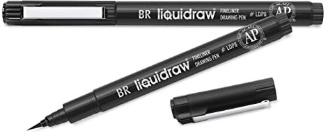 Liquidraw Brush Pens Black Calligraphy Drawing Pens Waterproof Fineliner for Artists Architects Handwriting Sketching, Illustrations & Lettering