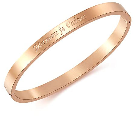 RWQIAN Bracelet Personnalisé avec Messages Inspirationnels - Jonc Fin en Acier Inoxydable pour Femme