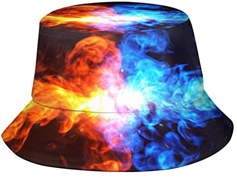 DJNGN Fire and Ice Bucket Hat Sommer-Fischerhut Reise-Sonnenhut für Männer und Frauen