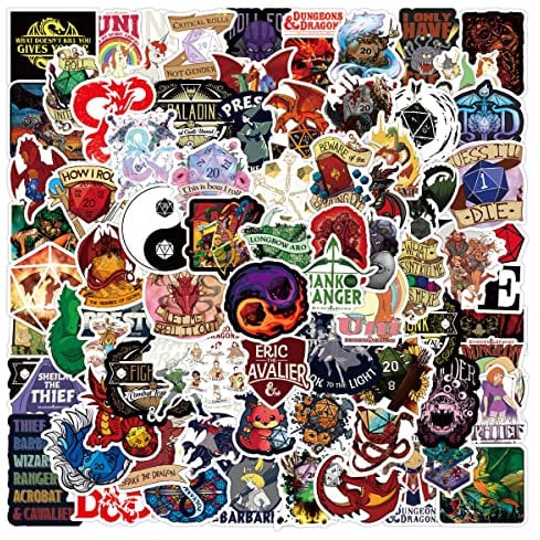 100 Stück Dungeons and Dragons Aufkleber Wasserflaschen Laptop Telefon Gitarre Skateboard Computer Game Vinyl Stickers Wasserdicht Ästhetisch Aufkleber für Jugendliche Kinder Erwachsene