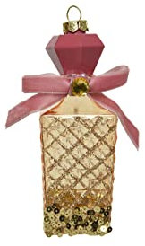 PERAGA GARDEN Bottiglia con Paillettes H.12CM Rosa/Oro Decorazione Natalizia ADDOBBI