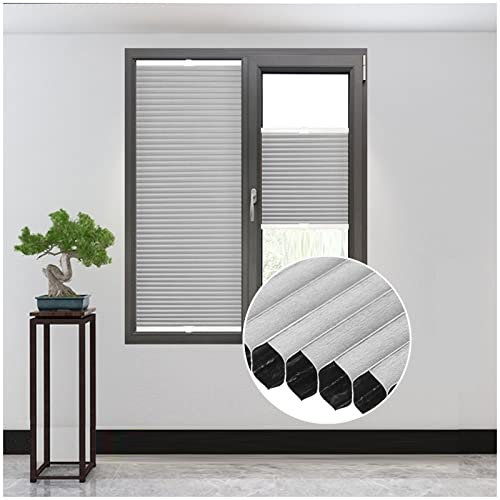Top Down Bottom Up Cellular Shades, Cordless Honeycomb Pleated Blinds, Blackout/thermal Insulated Cellular Blinds, Pleated Window Roller Shades,Grey-60x100cm/23.6 * 39.4in