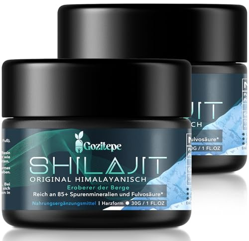 Shilajit Harz – 100% Reines Original-Himalaya-Shilajit, Gold-Grade Qualität, Hoher Fulvinsäure-Gehalt, Mit Mineralstoffen und Spurenelementen, Ohne Zusatzstoffe (2er Pack)