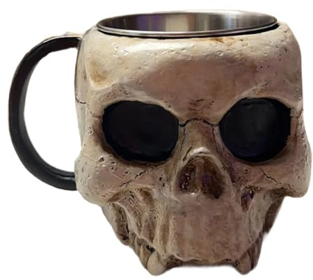 Tazza con teschio, gotico e raccapricciante realistico, tazza da caffè macabro, decorazione per atmosfera horror di Halloween, tazza con teschio in resina con manico, per amanti del caffè e