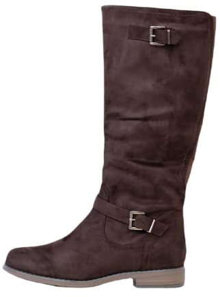 Fitters Footwear That Fits Damen Stiefel Vanessa Microfibre Stiefel klassisch elastisch Übergröße in braun, Schuhgröße:42