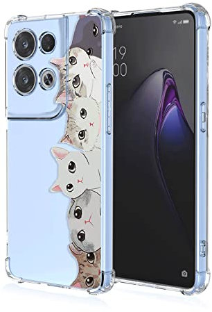 BORYA Case for OPPO Reno 8 Pro 5G (Reno8 Pro 5G), Shockproof TPU Bumper Clear Ultra Thin Soft Silky Premium Silicone Cover with Cute Elegant Simple Pattern, Six Cats
