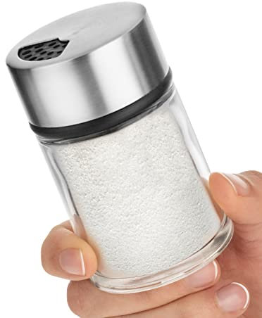 Salt Shaker or Pepper Shaker with Adjustable Pour Holes - Stainless Steel Spice Dispenser - Perfect for Pink Himalayan, Table Salt, Black and White Pepper. (2.4 oz)