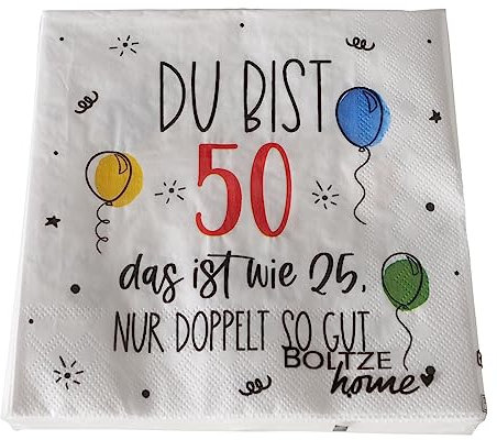 20 Servietten zum Geburtstag, 17x17cm, 3lagig; Papier (50)