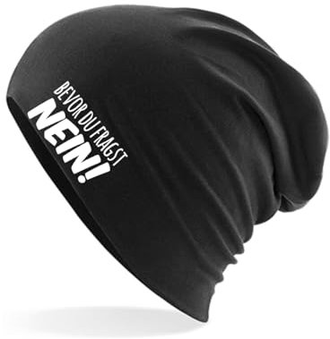 Huuraa Beanie Bevor du fragst Nein Schriftzug Geschenk Black Bevor du fragst Nein Präsent