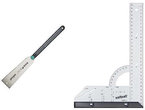 wolfcraft 6951000 - Scie Japonaise - Longueur de 570 mm - Pour Bois, Plastique et Stratifiés & 5205000 Equerre Multifonction en Acier - Longueur 300 mm