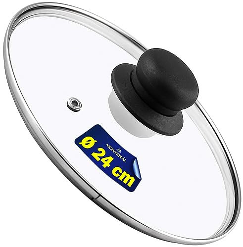 Universal Glasdeckel für Töpfe und Pfannen – Durchmesser Ø 24 cm - Rand aus Edelstahl - Topfdeckel oder Pfannendeckel -Garantie 10 Jahre - MONTERAL