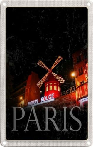 vianmo Blechschild 18x12 cm Moulin Rouge Paris Varieté Geschenk Bildmotiv Reisemotiv Abenteuer Reisen Urlaub Deko Geschenk Metall Schild