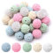 ZOCONE 30pcs Gehäkelt Holzperlen, Häkelperlen 16 mm Bunte Garn Holzkugeln Mit Fädellöchern Handgefertigte Holzkugeln Für DIY Halskette Armband Häkelperlen (Hellblau)