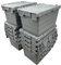 Solent Plastics 68 Litre Heavy Duty Rectangular, Ribbed, Polypropylene, Snap-on Lid Storage Box - Available in 5 Colours! (SPKM365V-GRY-10) - 60 cm x 40 cm x 36 cm