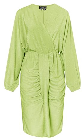 IKITA Abito da Sera con Filato Lucido NAN, Lime, L Donna