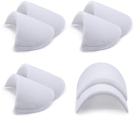 4 Paar weiße überzogene Schulterpolster zum Nähen von Schaumstoff-Pads für Blazer, Anzug, Mantel, Jacke, Kleidung (weiß, Größe S (Dicke 10 mm)