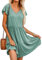 HOTOUCH Womens Summer Dress Ladies Casual Dresses with Pockets Short Sleeve V-Neck Sundress Ruffle Beachdress Gray Green S