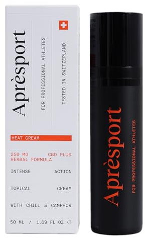 Aprèsport® Heat Cream CBD plus Herbal Formular - 50 ml, Ideal für Athleten und Sportler für Aufwärmphasen, wärmende Wirkung für Muskeln & Gelenke, für bessere Durchblutung, mit CBD aus Hanf