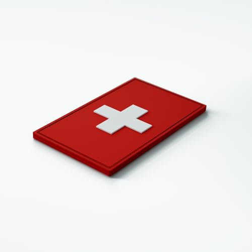 Patch Force - Schweiz Flagge Rubber Patch (farbig) 8 x 5 cm - Als Abzeichen für Uniformen, Schutzweste, Einsatztasche, Jacke oder Rucksack - Für Bundeswehr, Polizei und Militär