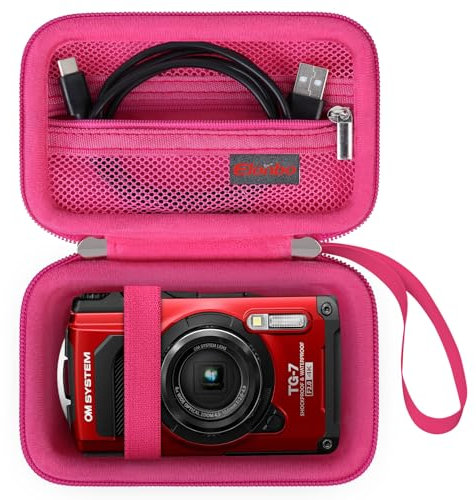Elonbo Om System Portable Case Robuste TG - 7 Appareil Photo numérique/Om System olympu TG - 7 Appareil Photo sous - Marin, Robuste WiFi 4K vidéo Appareil Photo numérique Sac de Voyage, Framboises