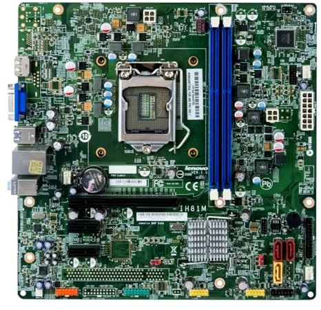 Placa Base para IH81M, SA70A09750, 00KT254 Compatible con Lenovo ThinkCentre E73 Intel H81 LGA1150 RAM 2X DDR3 mATX PCI-E x16, RJ-45, PS/2, USB 2.0, VGA, USB 3.0, D-Sub, HDMI, SATA II Reacondicionado