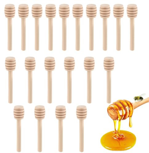 Wzhtuzi Honiglöffel, 20 Stück Honiglöffel holz, Honig Sticks, Mini Honigwabenstäbchen 8cm, Holz Honig Schöpflöffel Sticks zum Geburtstag, Weihnachten Party, Sammeln Rührstab Stick