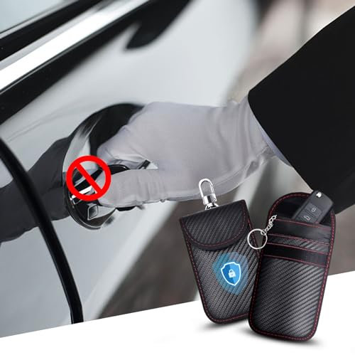 deemars 2pc Faraday Bag Key Protector, Borsa Faraday per Portachiavi, Accessori Auto Anti-Hacking Case Blocker per la Maggior Parte Delle Auto Keyless Lgnition Veicoli Fob Case